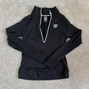 PINK Victoria's Secret Pullover Womens Small Black Ultimate 1/4 Zip Thumbhole